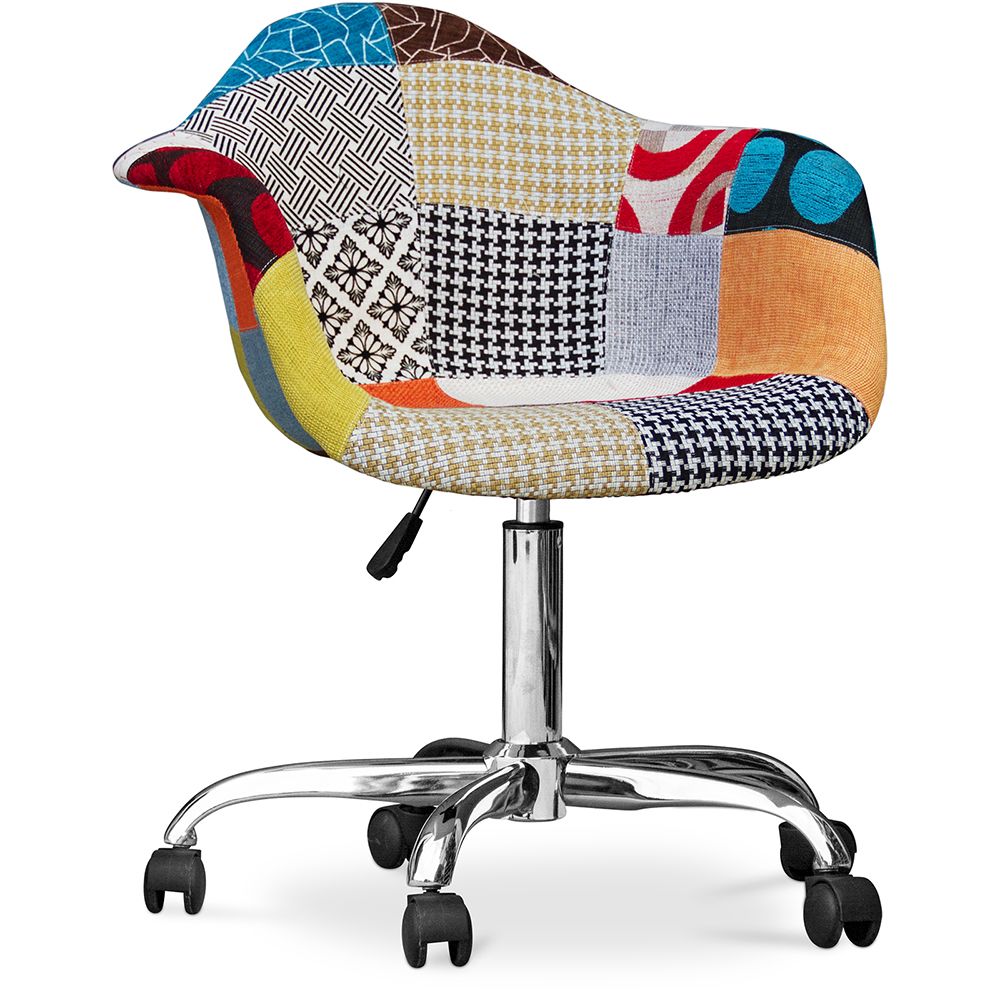 Chaise de bureau avec accoudoirs - Chaise de bureau à roulettes - Tapissée en patchwork - Patty image 8