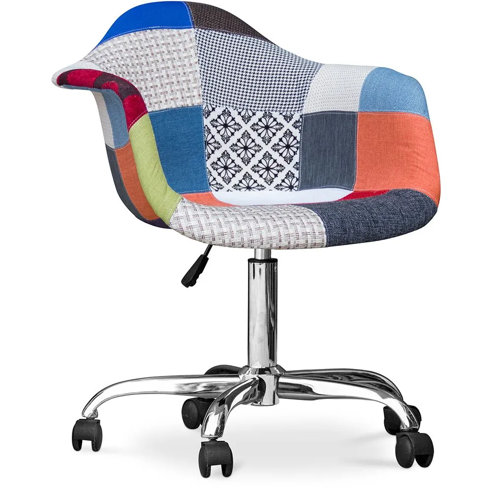 Chaise de bureau avec accoudoirs - Chaise de bureau à roulettes - Tapissée en patchwork - Pixi image 8