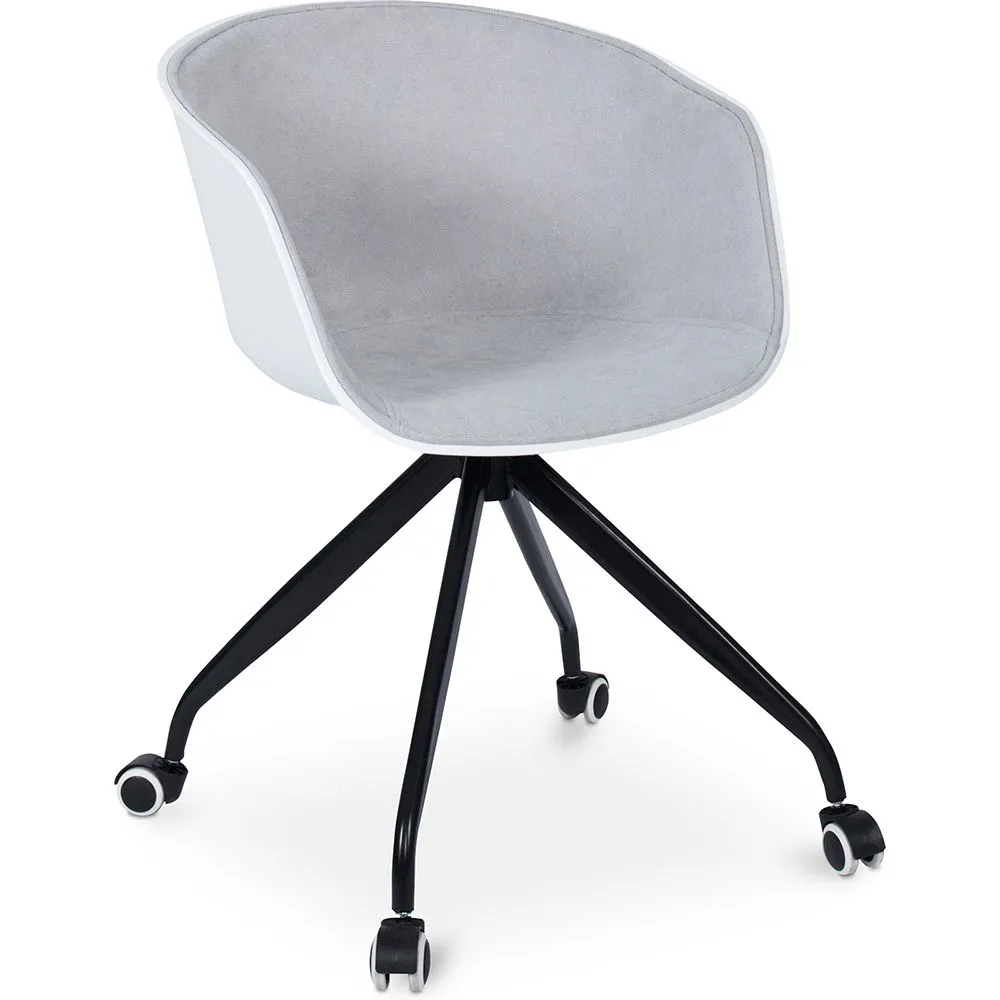 Chaise de bureau avec accoudoirs - Chaise de bureau à roulettes - Noir et blanc - Jodie image 8