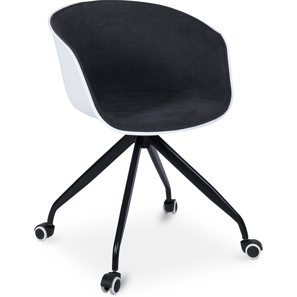 Chaise de bureau avec accoudoirs - Chaise de bureau à roulettes - Noir et blanc - Jodie image 8