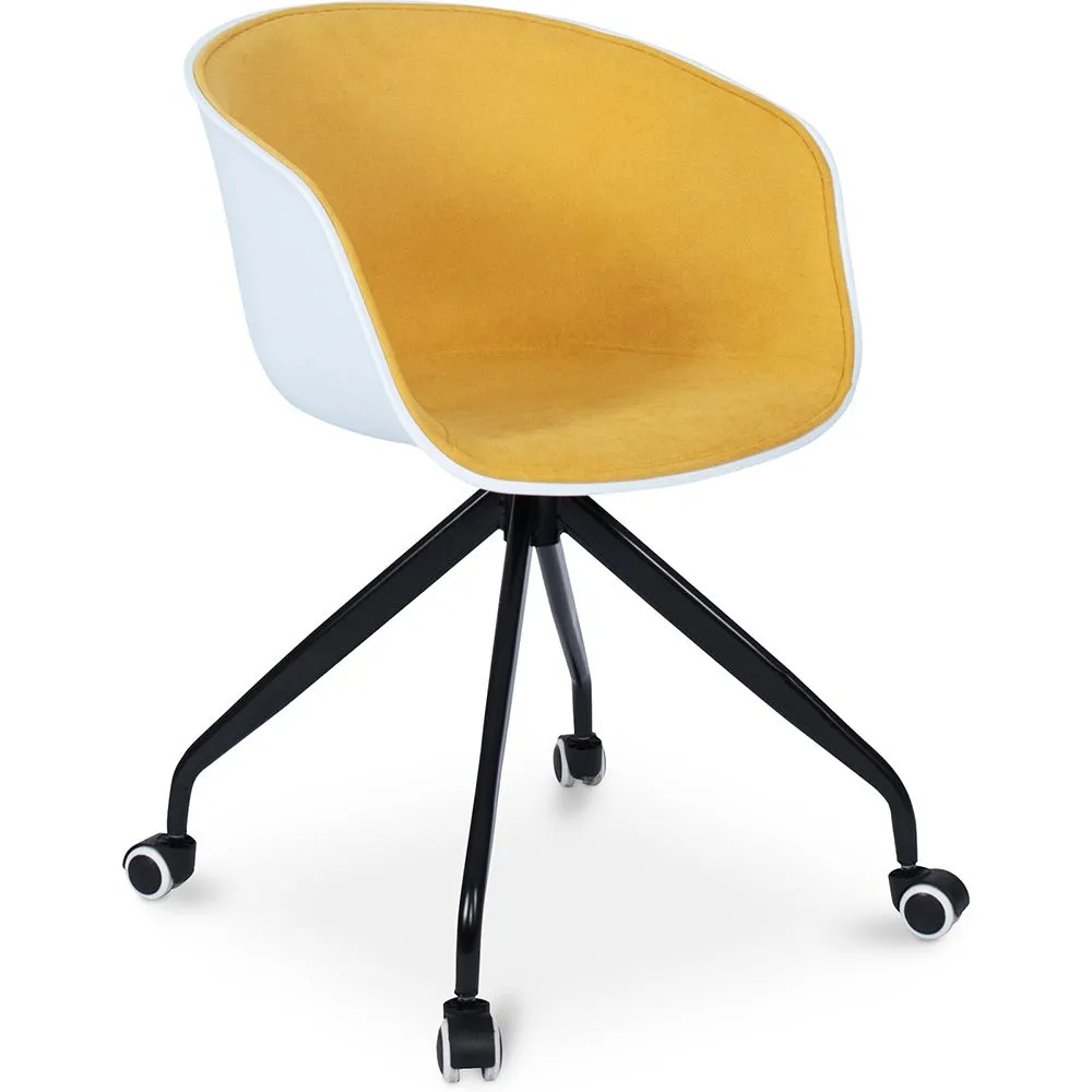 Chaise de bureau avec accoudoirs - Chaise de bureau à roulettes - Noir et blanc - Jodie image 8