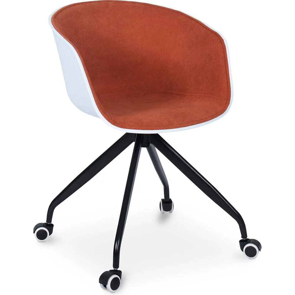 Chaise de bureau avec accoudoirs - Chaise de bureau à roulettes - Noir et blanc - Jodie image 8