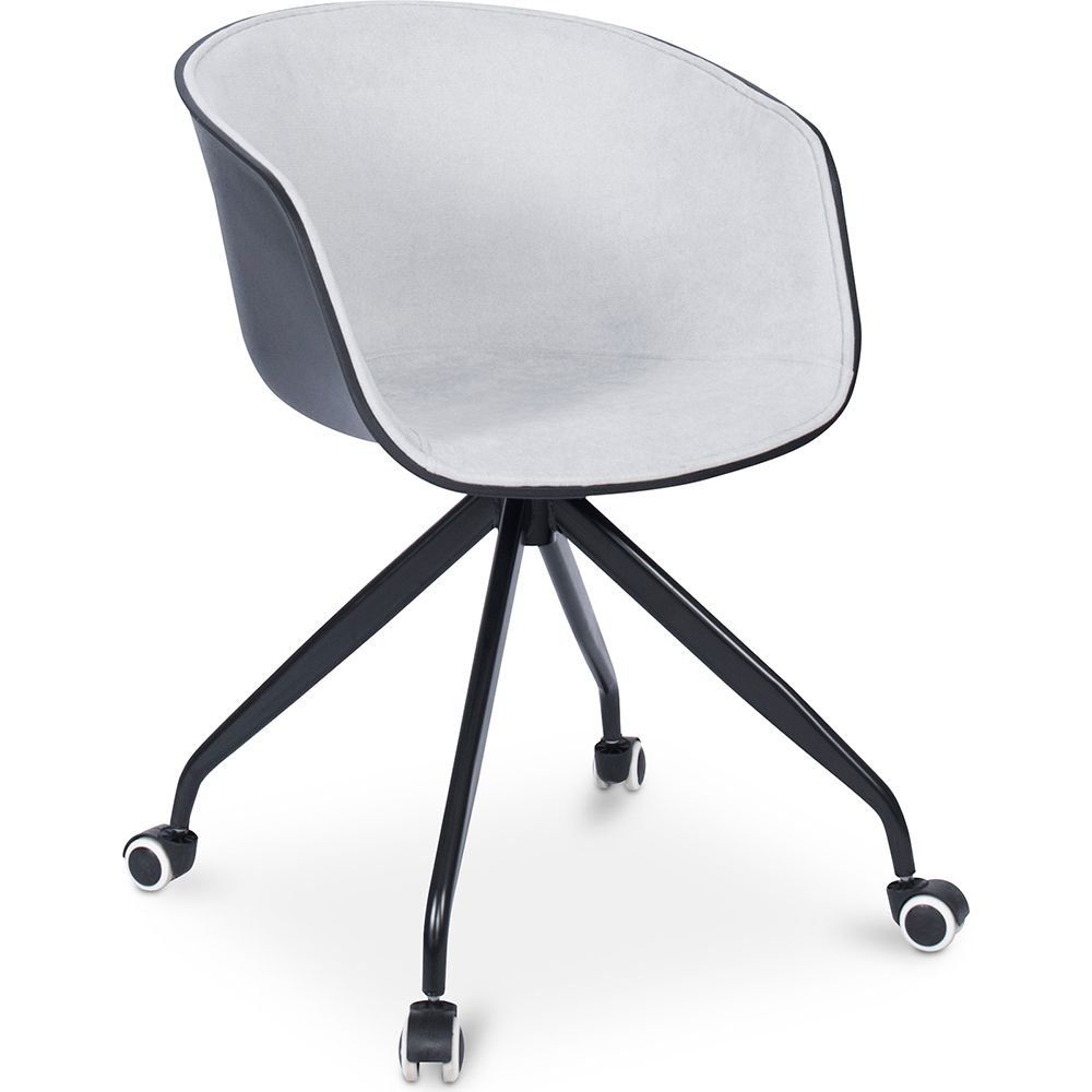 Chaise de bureau tapissée avec accoudoirs - Chaise de bureau à roulettes - Noir et blanc - Jodie image 8
