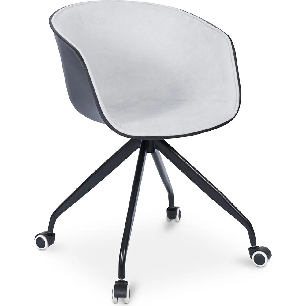 Chaise de bureau tapissée avec accoudoirs - Chaise de bureau à roulettes - Noir et blanc - Jodie image 8
