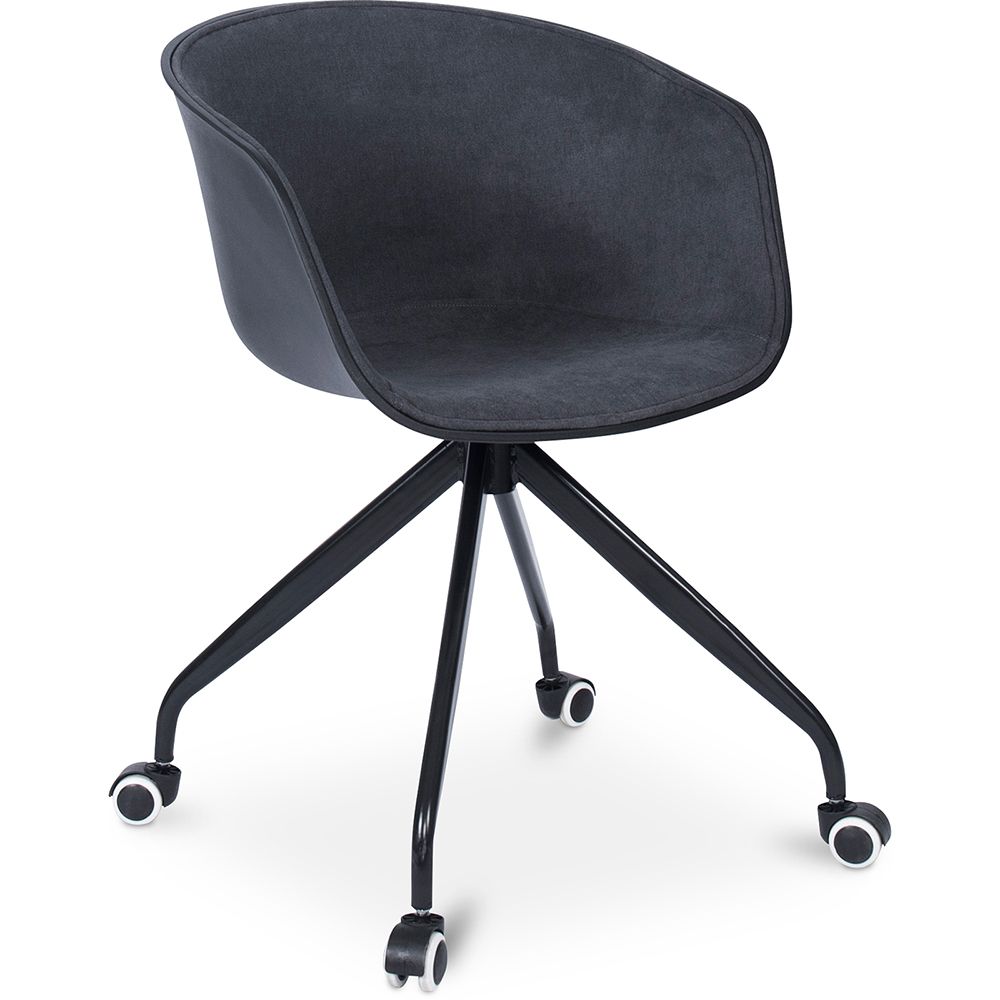 Chaise de bureau tapissée avec accoudoirs - Chaise de bureau à roulettes - Noir et blanc - Jodie image 8