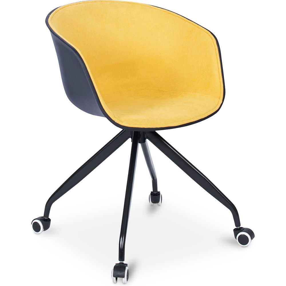 Chaise de bureau tapissée avec accoudoirs - Chaise de bureau à roulettes - Noir et blanc - Jodie image 8