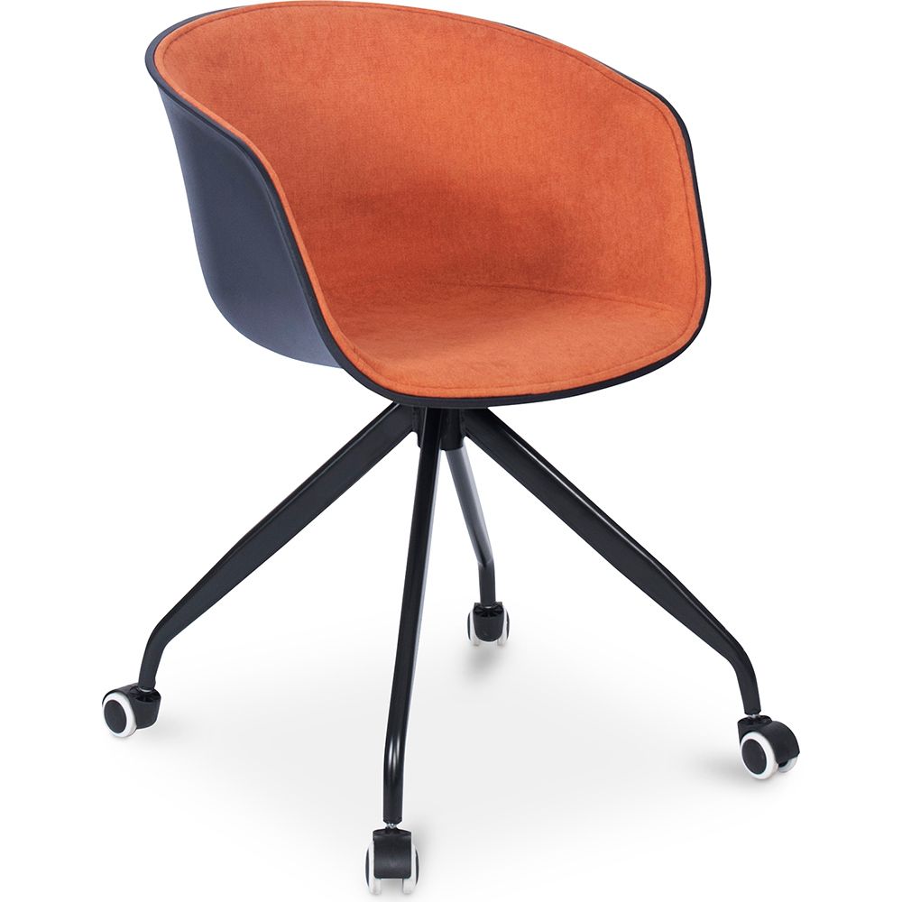 Chaise de bureau tapissée avec accoudoirs - Chaise de bureau à roulettes - Noir et blanc - Jodie image 8