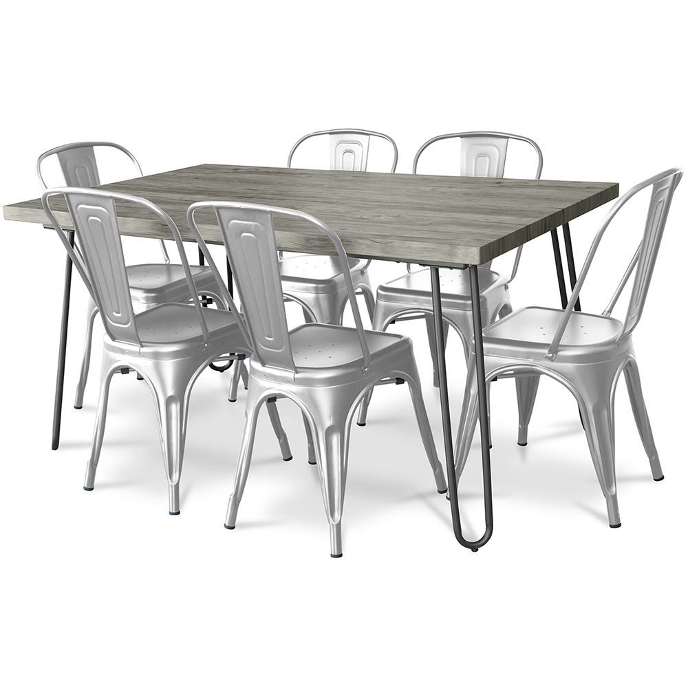 Pack Table à manger - Design industriel 150cm + Pack de 6 chaises à manger - Design industriel - Hairpin Stylix image 8