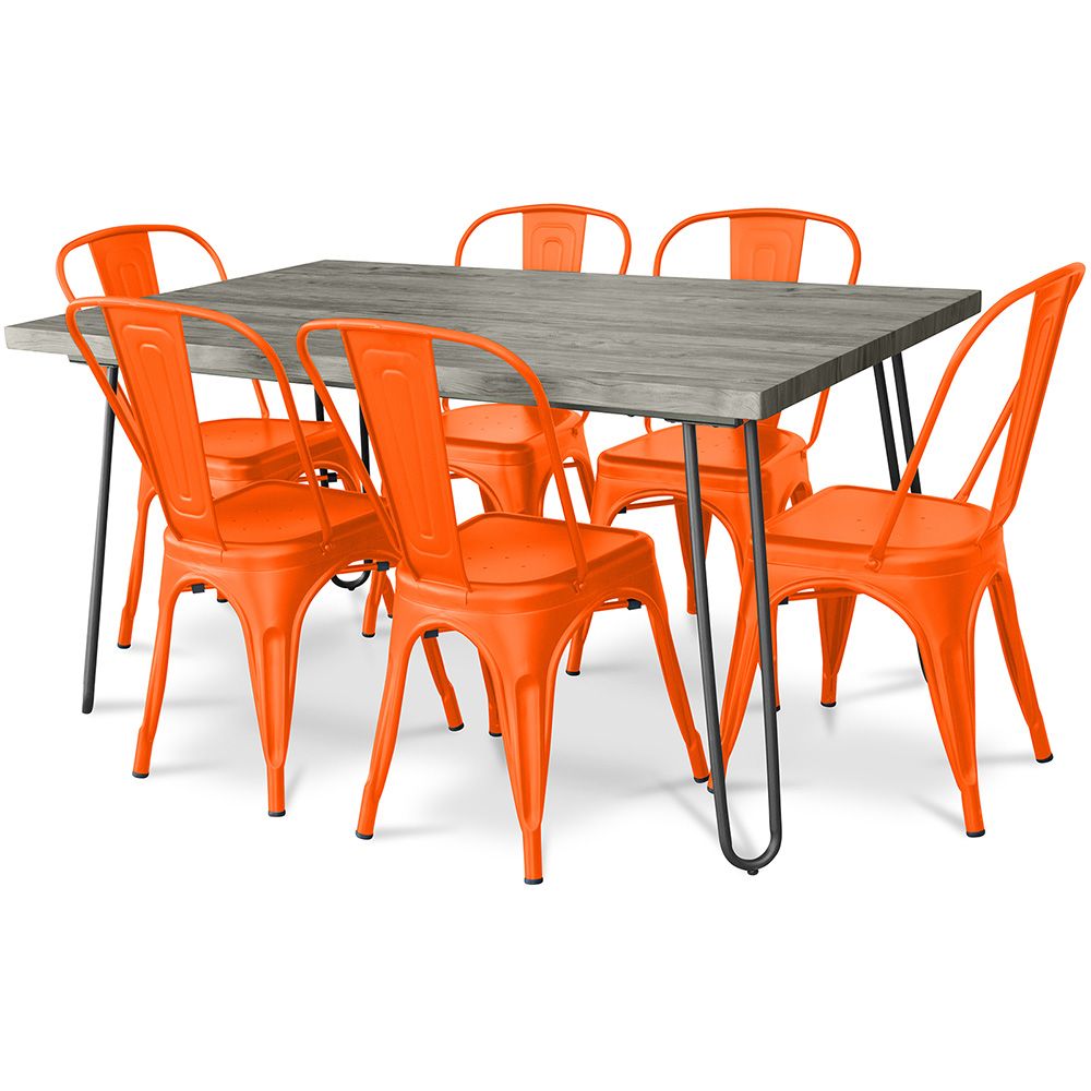 Pack Table à manger - Design industriel 150cm + Pack de 6 chaises à manger - Design industriel - Hairpin Stylix image 8