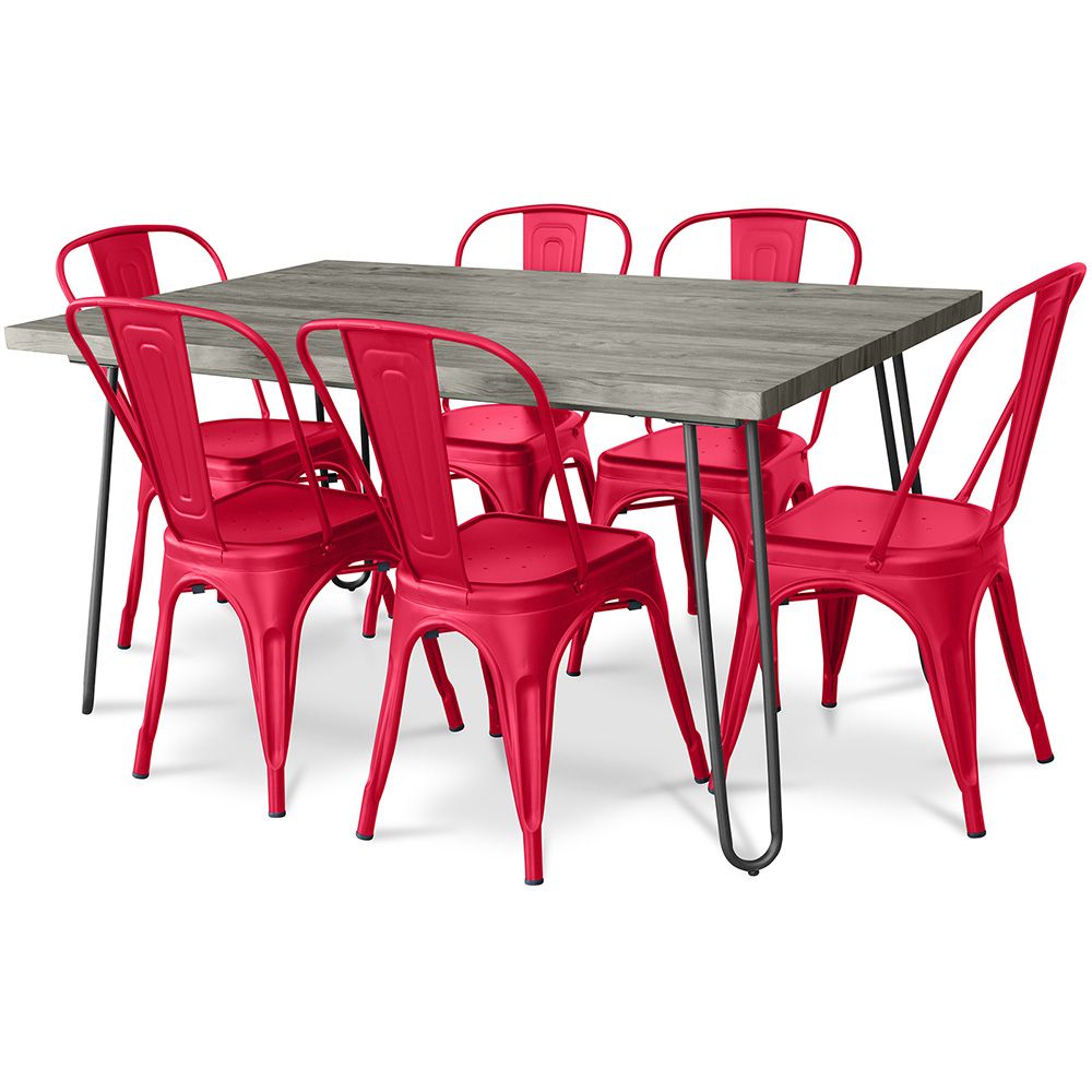 Pack Table à manger - Design industriel 150cm + Pack de 6 chaises à manger - Design industriel - Hairpin Stylix image 8