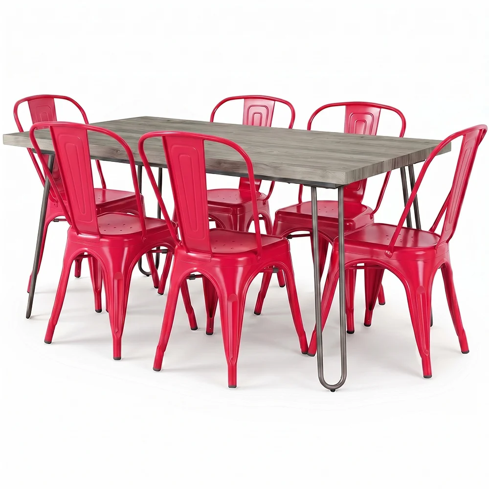 Pack Table à manger - Design industriel 150cm + Pack de 6 chaises à manger - Design industriel - Hairpin Stylix image 8