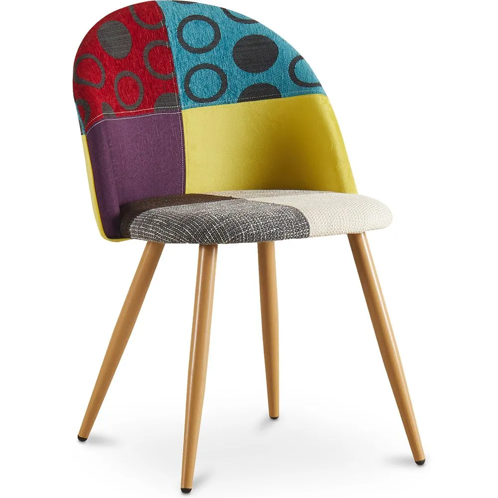 Chaise de salle à manger tapissée en patchwork - Style scandinave - Ray image 8