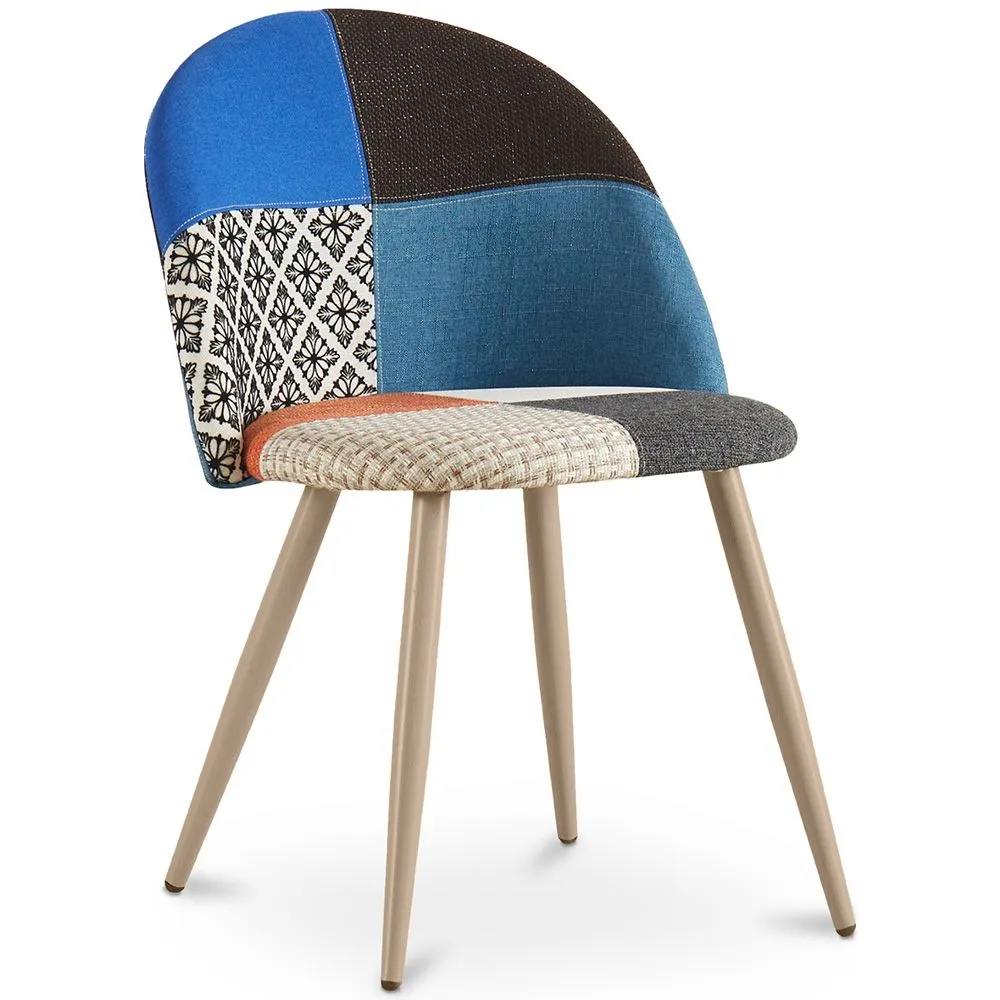 Chaise de salle à manger tapissée en patchwork - Style scandinave - Evelyne  image 8