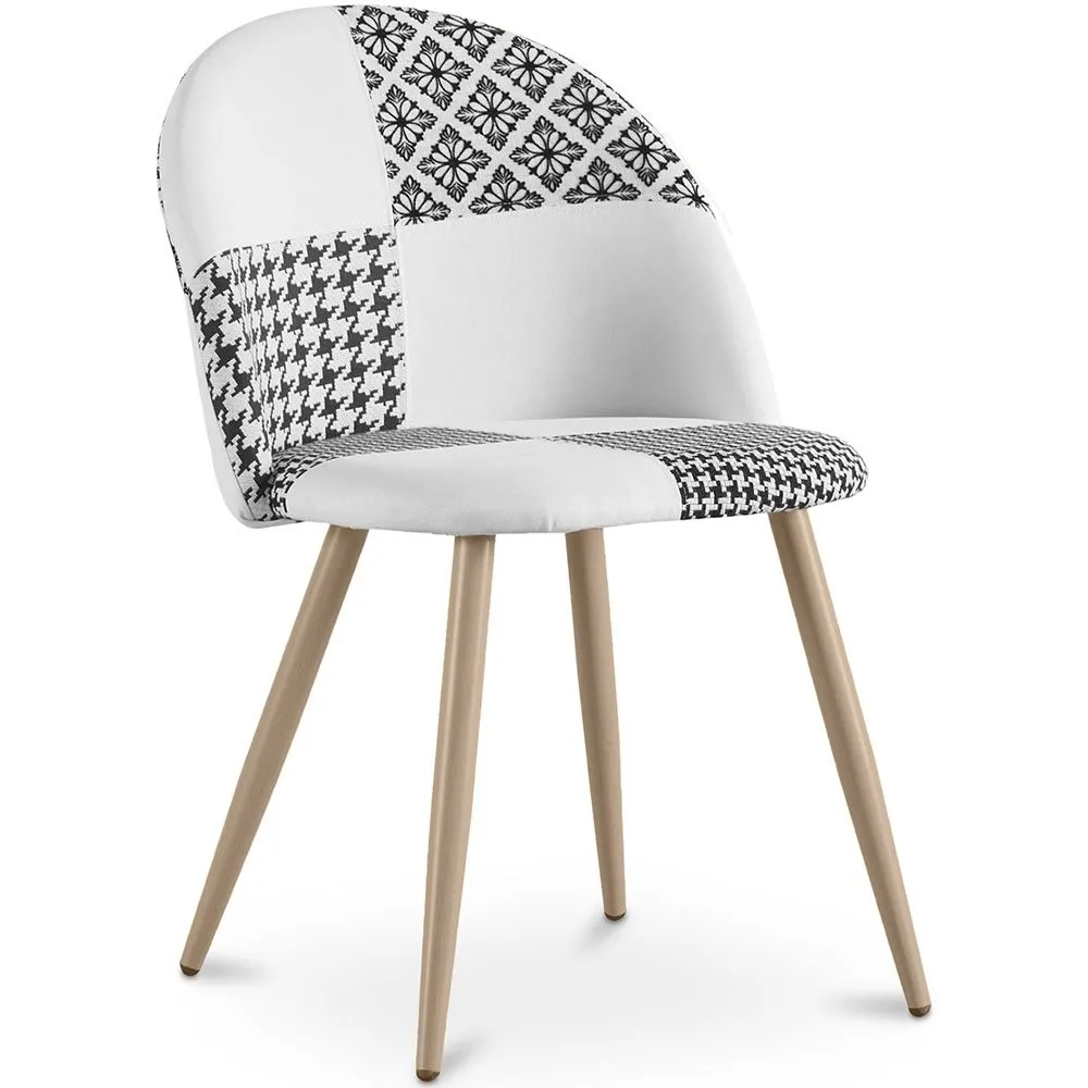 Chaise de salle à manger - tapissée en patchwork noir et blanc - Evelyne image 8
