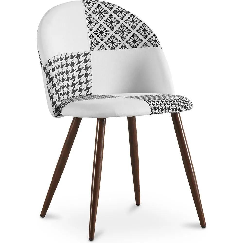 Chaise de salle à manger - Tapissée en Patchwork noir et blanc - Evelyne image 8