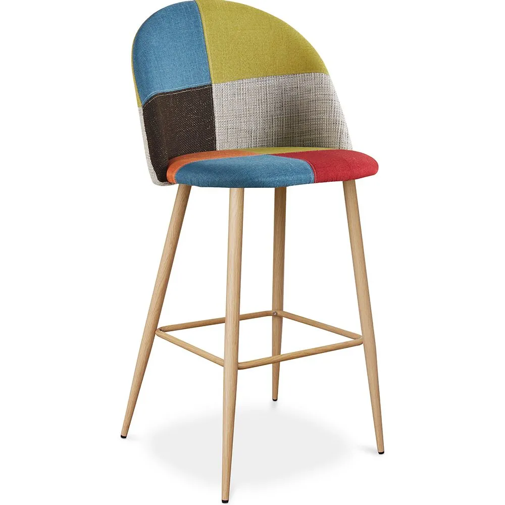 Tabouret Rembourré en Patchwork - Style Scandinave - Evelyne image 8