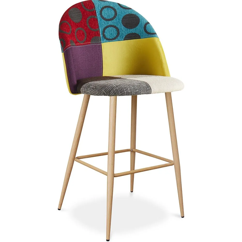 Tabouret Rembourré en Patchwork - Style Scandinave - Evelyne image 8