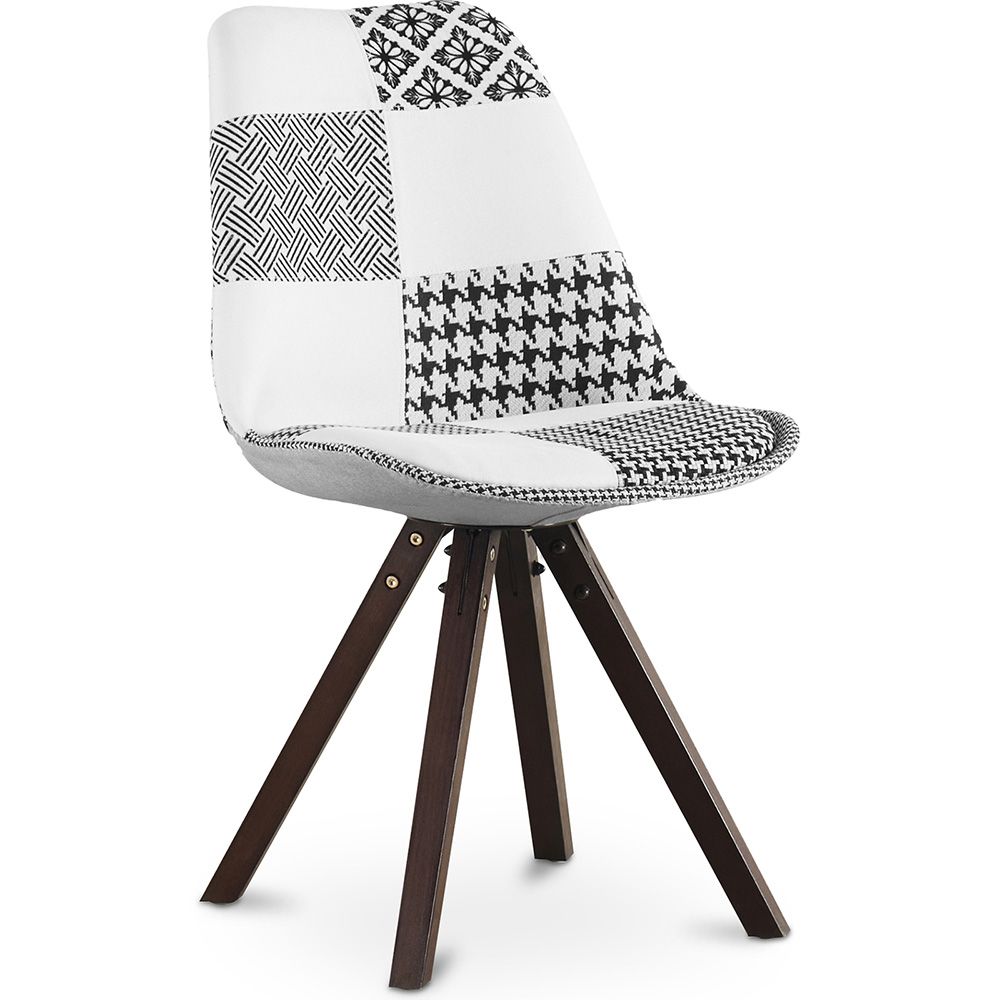 Chaise de salle à manger - Tapissée en Patchwork - Noir et Blanc - Denisse image 8