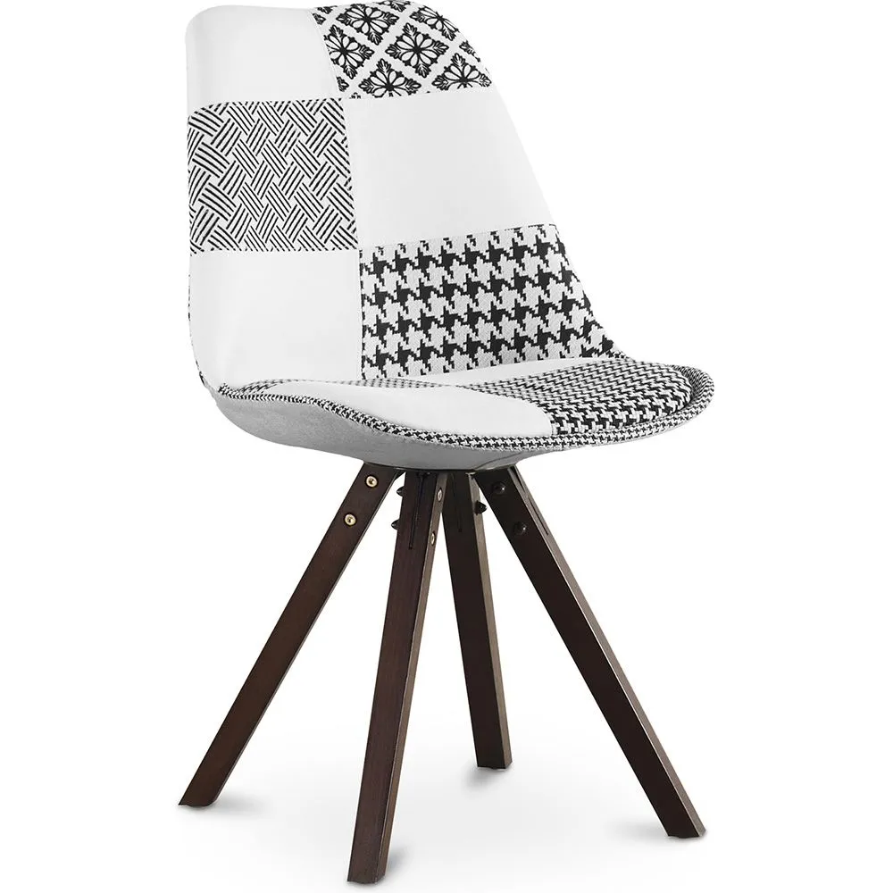 Chaise de salle à manger - Tapissée en Patchwork - Noir et Blanc - Denisse image 8