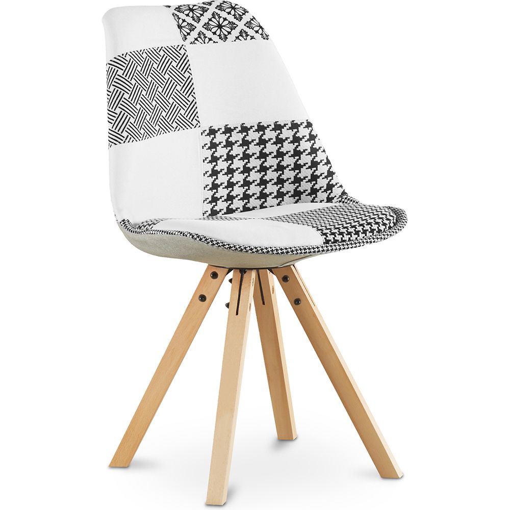 Chaise de salle à manger - tapissée en patchwork noir et blanc - Denisse image 8