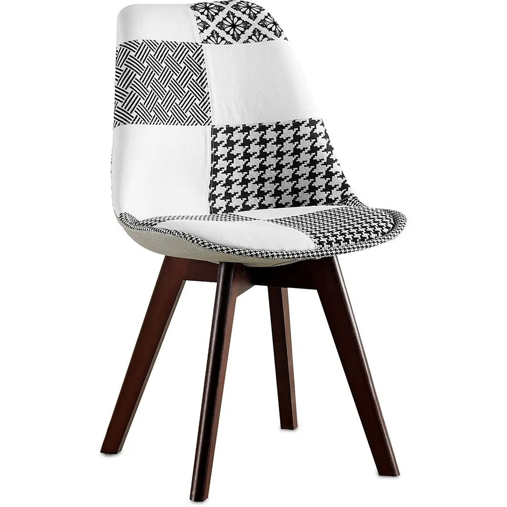 Chaise de salle à manger - tapissée en patchwork noir et blanc - Nouvelle édition - Sam image 8