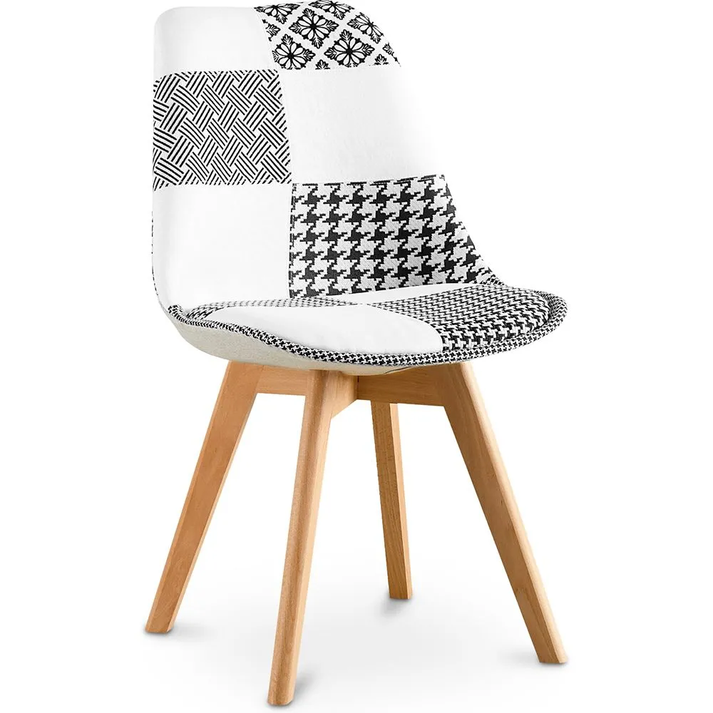 Chaise de salle à manger - Tapisserie patchwork noir et blanc - Nouvelle édition - Sam image 8