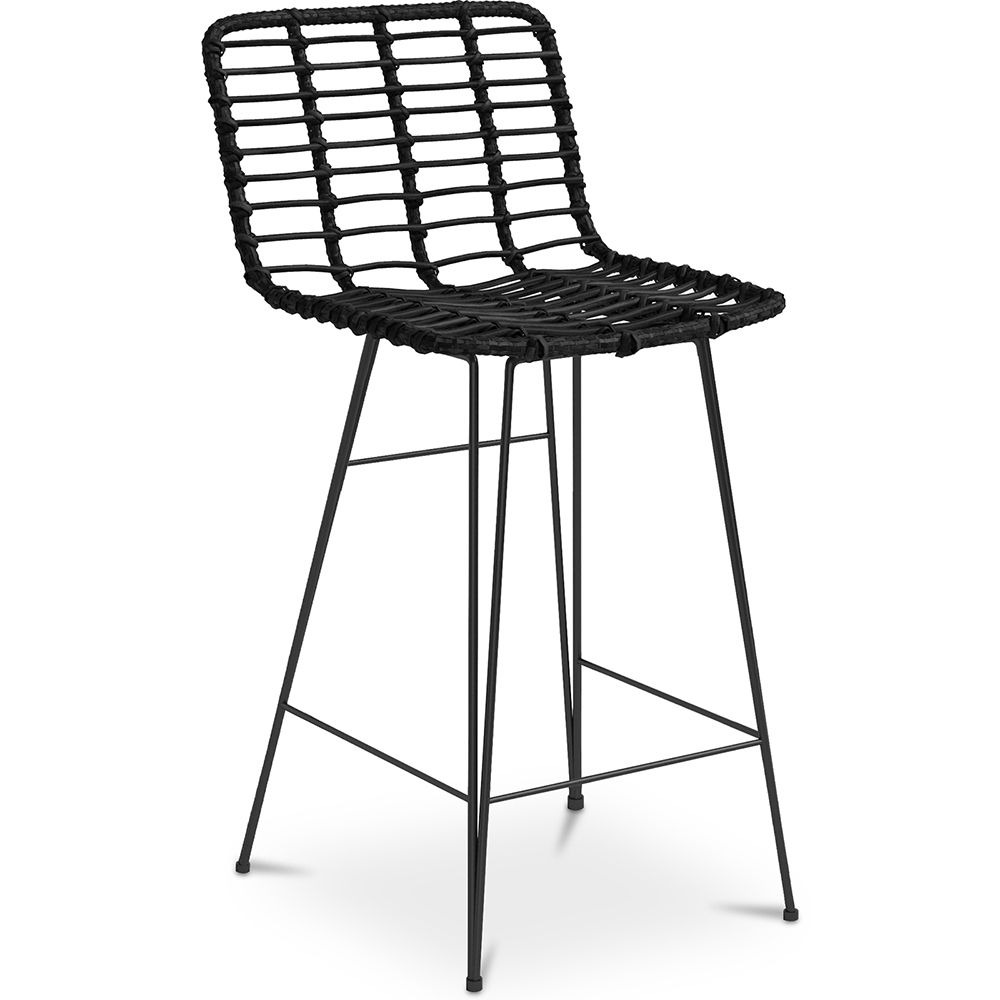 Tabouret de bar en rotin avec dossier - Boho Bali Design - 75cm - Catori image 8