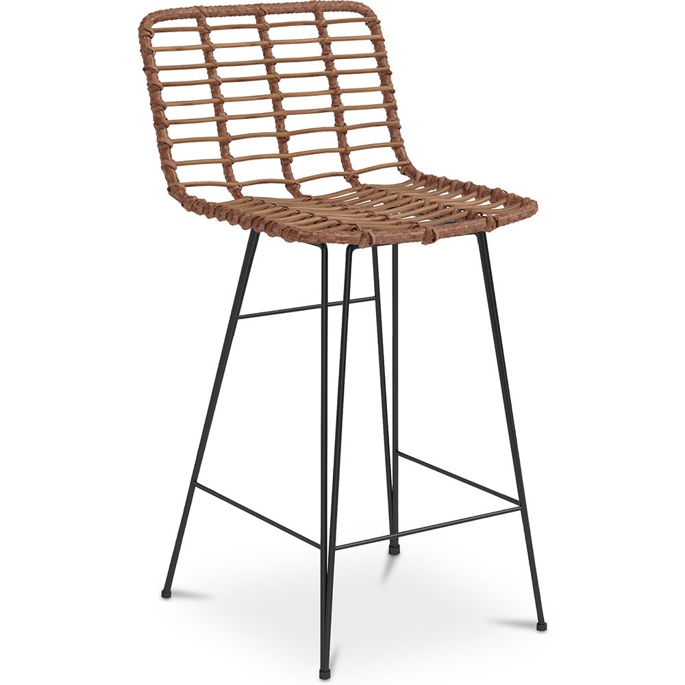 Tabouret de bar en rotin avec dossier - Boho Bali Design - 75cm - Catori image 8
