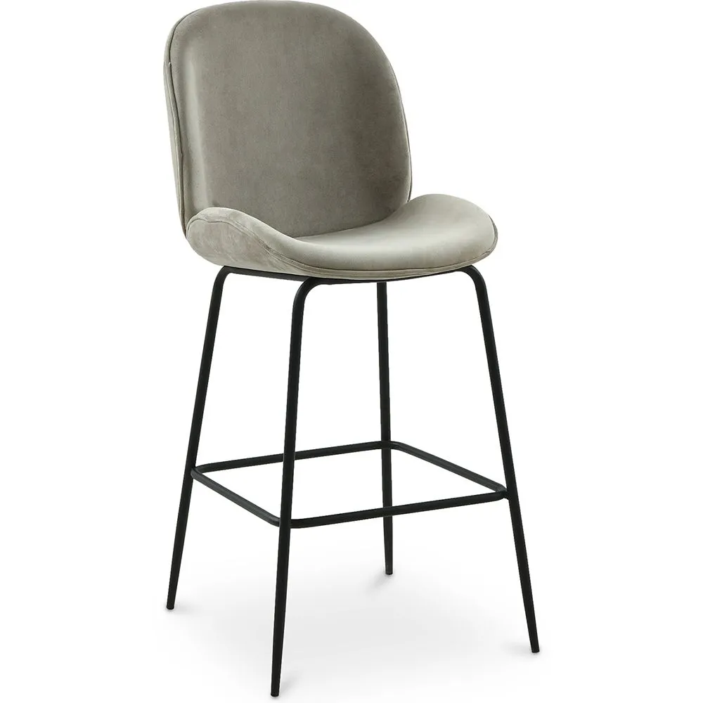 Tabouret en velours avec dossier - Design rétro - Elias image 8
