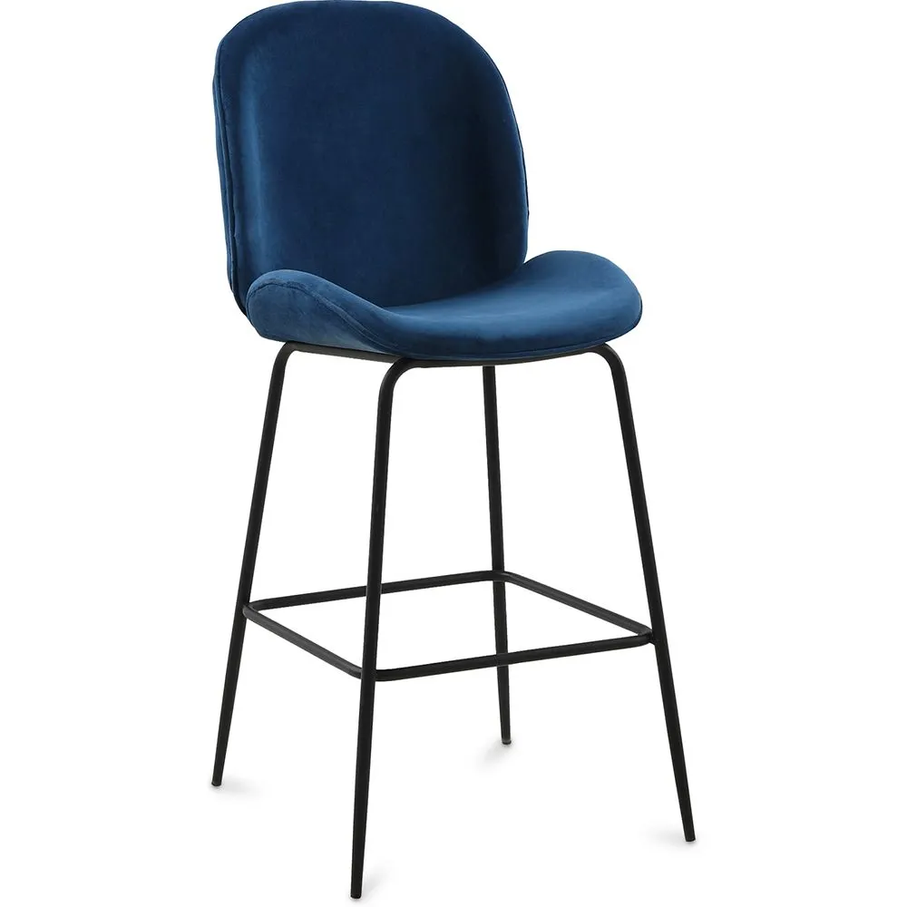 Tabouret en velours avec dossier - Design rétro - Elias image 8