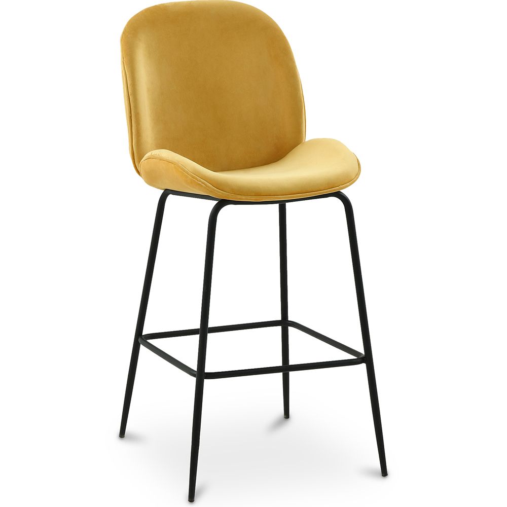Tabouret en velours avec dossier - Design rétro - Elias image 8
