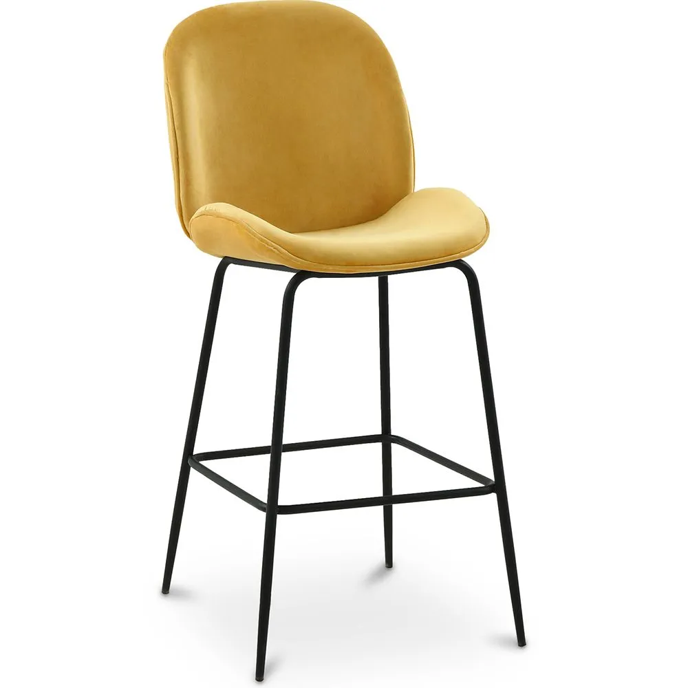 Tabouret en velours avec dossier - Design rétro - Elias image 8