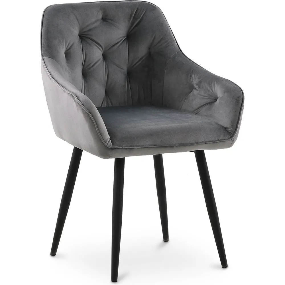 Chaise de salle à manger avec accoudoirs - tapissée de velours - Alene image 8