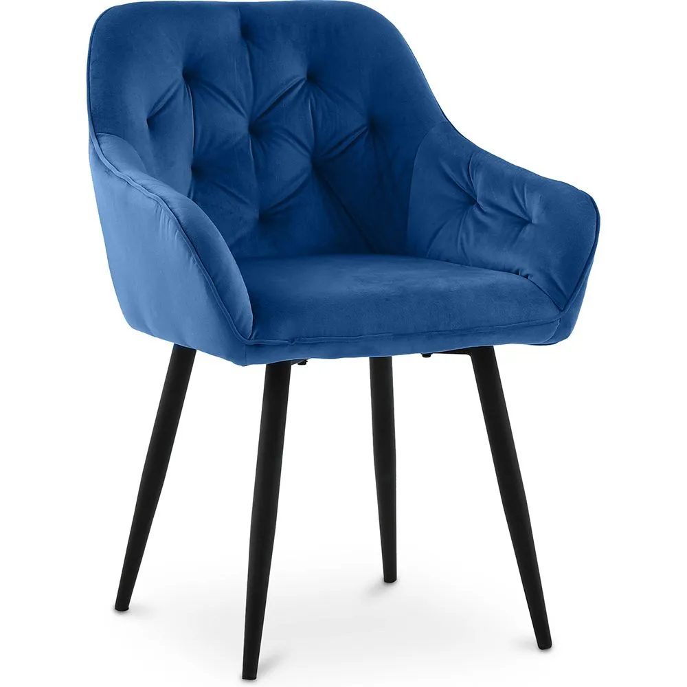 Chaise de salle à manger avec accoudoirs - tapissée de velours - Alene image 8