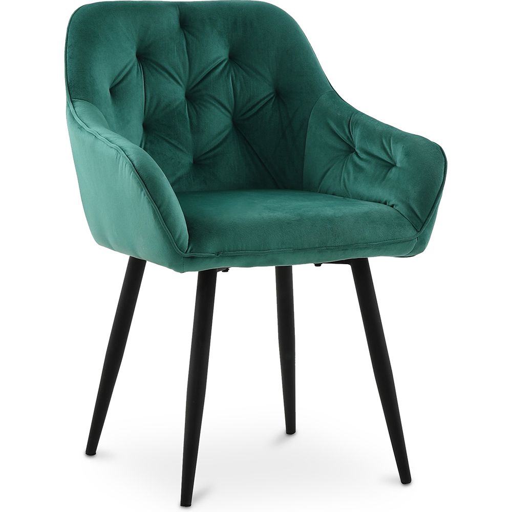 Chaise de salle à manger avec accoudoirs - tapissée de velours - Alene image 8