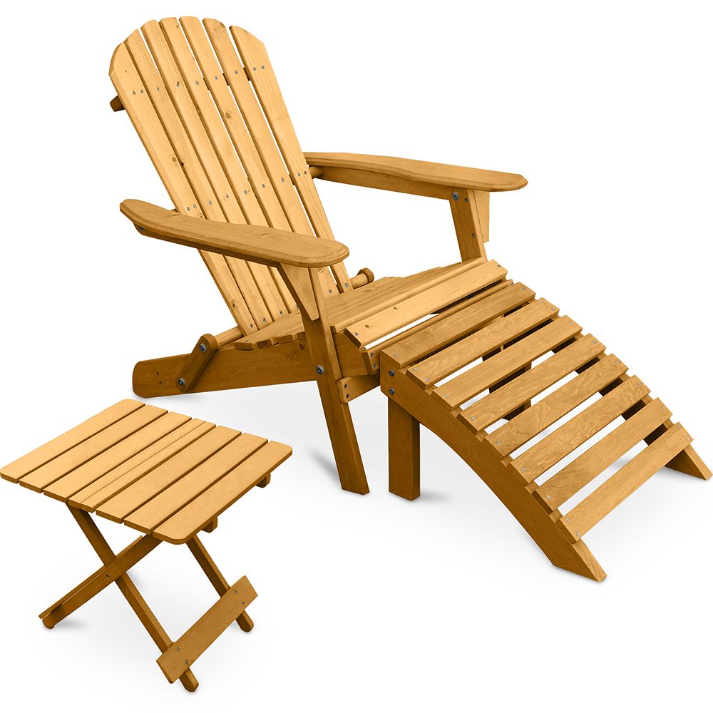 Pack Chaise d'extérieur avec pouf et table d'extérieur et de jardin - Bois - Alana image 8