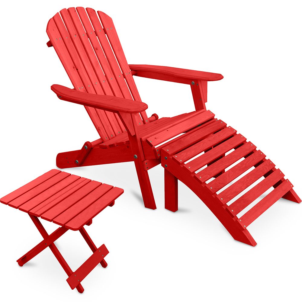 Pack Chaise d'extérieur avec pouf et table d'extérieur et de jardin - Bois - Alana image 8