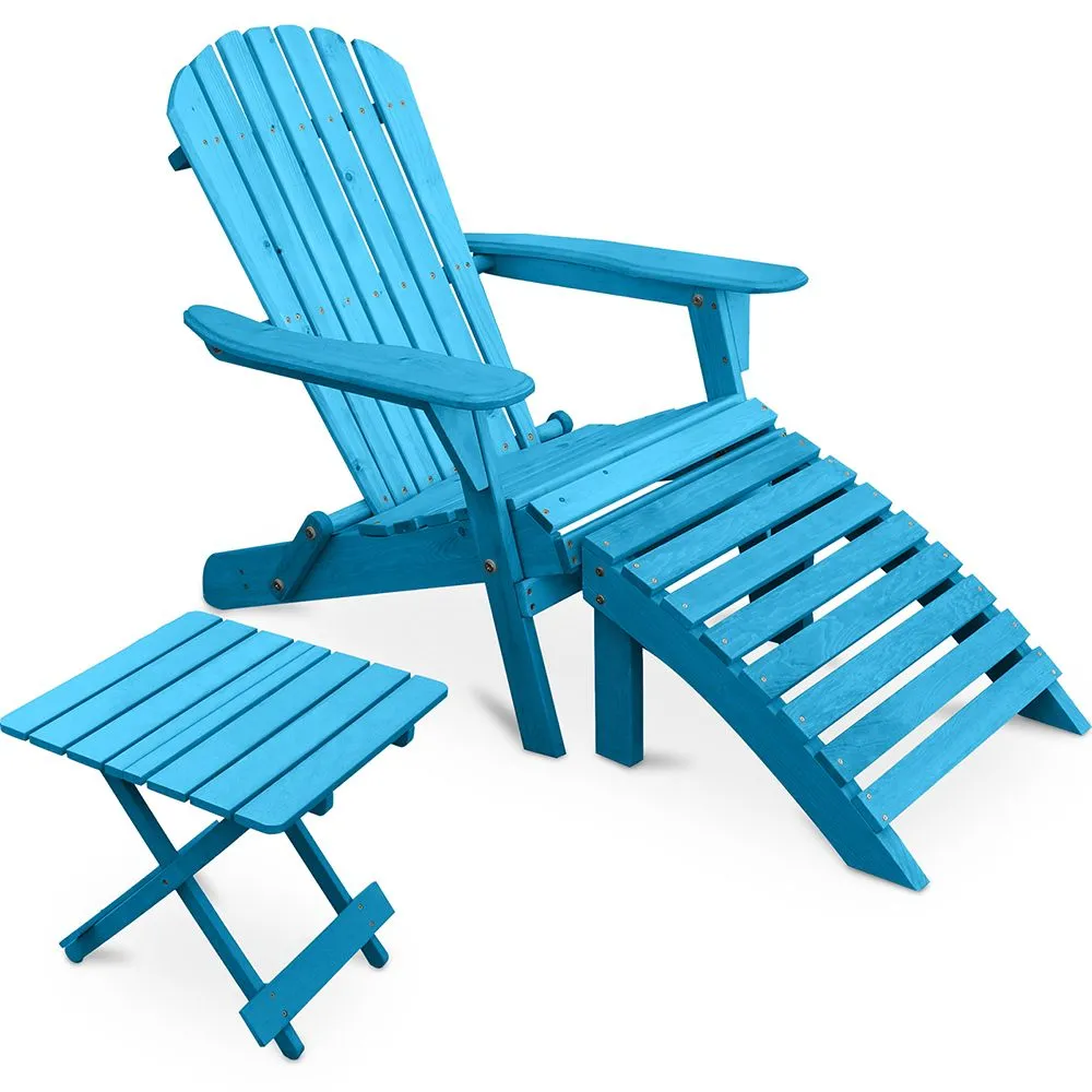 Pack Chaise d'extérieur avec pouf et table d'extérieur et de jardin - Bois - Alana image 8