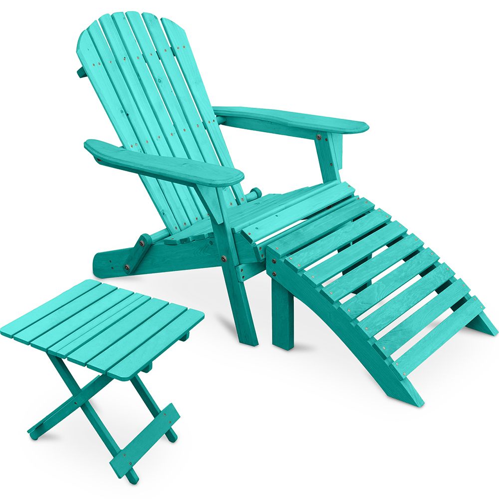 Pack Chaise d'extérieur avec pouf et table d'extérieur et de jardin - Bois - Alana image 8