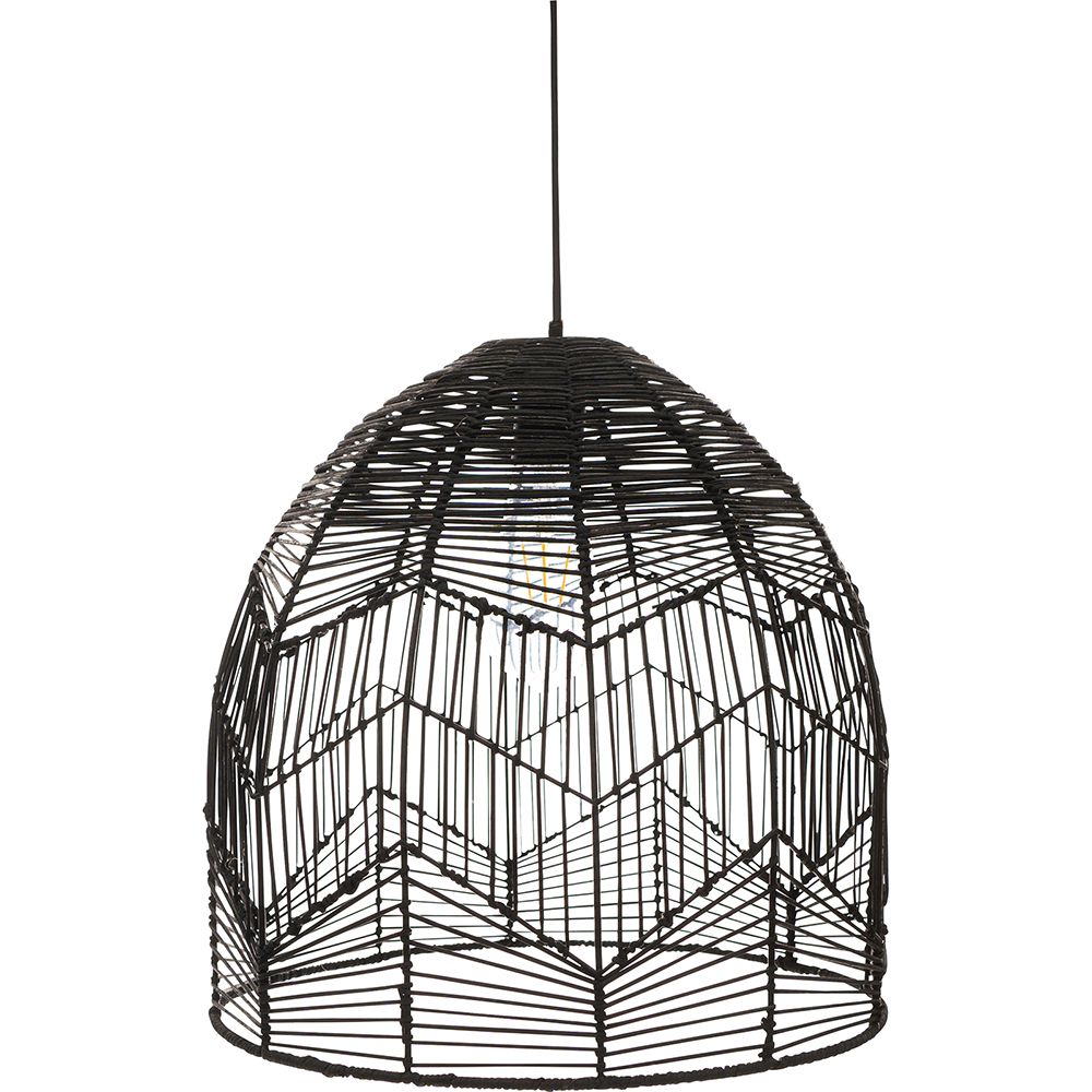 Lampe de plafond en rotin noir - Lampe suspendue au stile Boho Bali - Le image 8