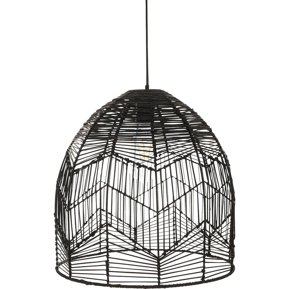 Lampe de plafond en rotin noir - Lampe suspendue au stile Boho Bali - Le image 8
