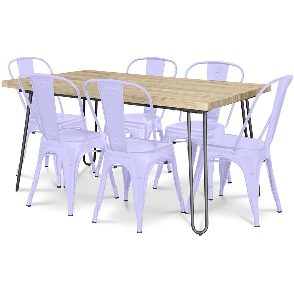 Pack Table à Manger - Design Industriel 150cm + Pack de 6 Chaises à Manger - Design Industriel - Hairpin Stylix image 8