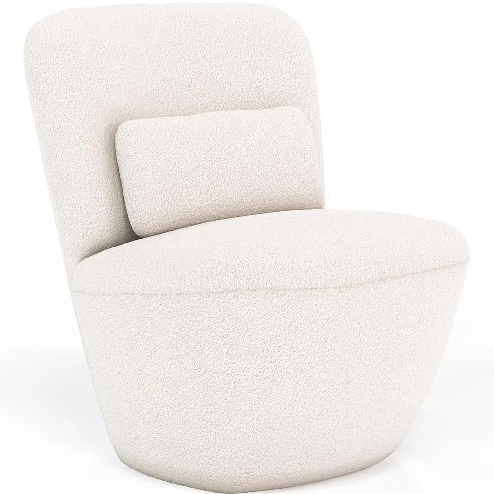 Fauteuil design En Bouclette Fausse Fourrure Tapissée - Boucles Blanches - Carla image 8