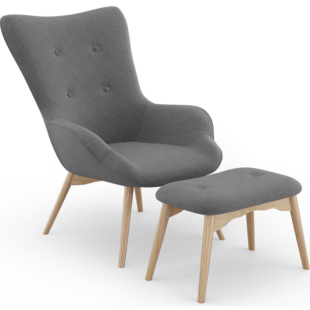 Fauteuil avec Repose-Pieds - Revêtement en Lin - Huda image 8