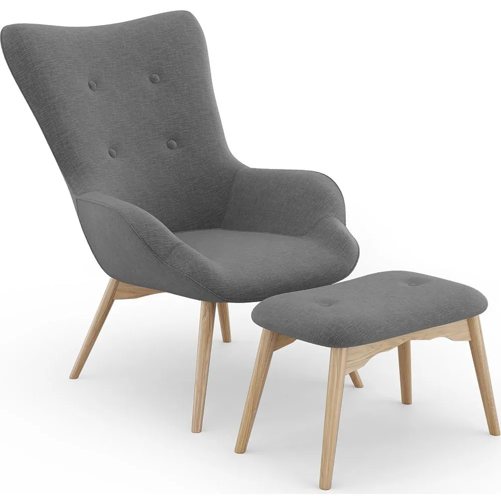 Fauteuil avec Repose-Pieds - Revêtement en Lin - Huda image 8