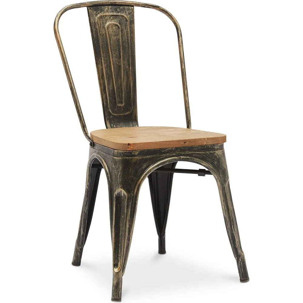 Chaise de salle à manger - Design industriel - Acier et bois - Nouvelle édition - Stylix image 8