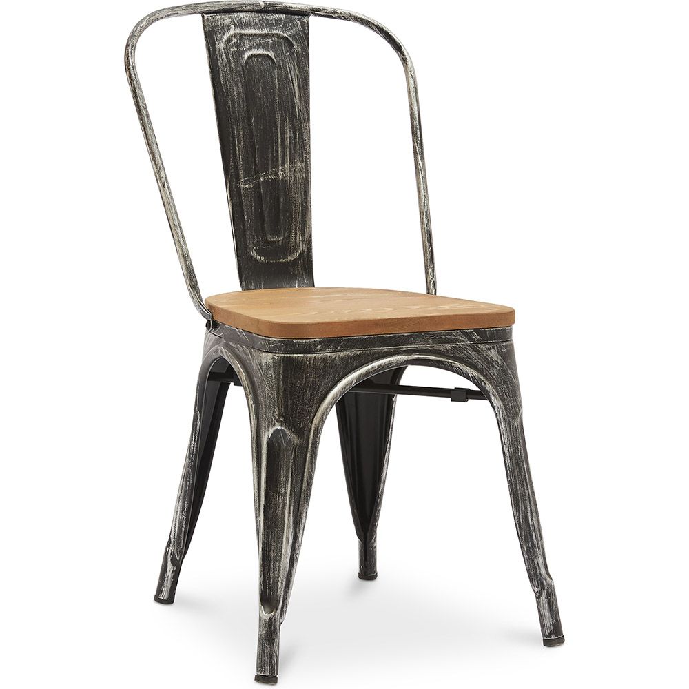 Chaise de salle à manger - Design industriel - Acier et bois - Nouvelle édition - Stylix image 8