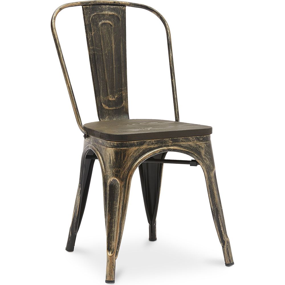 Chaise de salle à manger - Design industriel - Acier et bois - Nouvelle édition - Stylix image 8