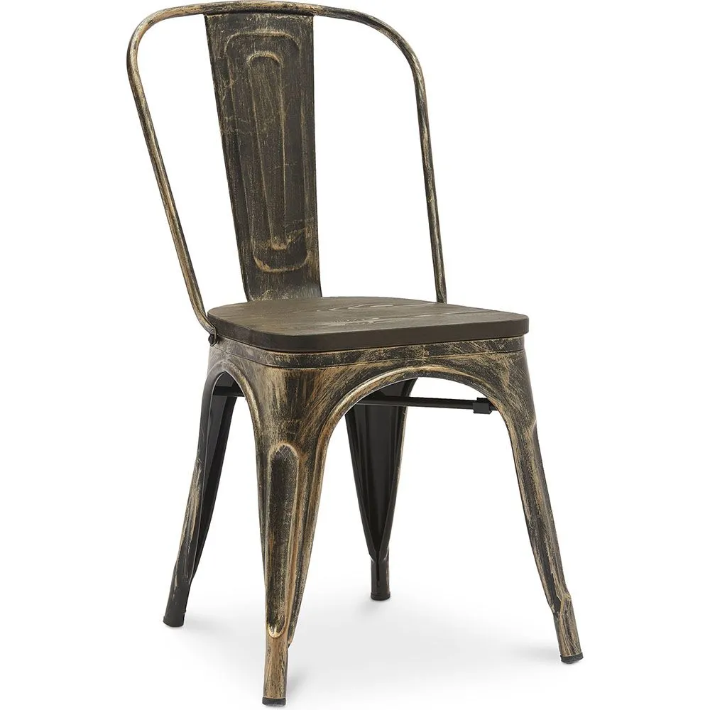 Chaise de salle à manger - Design industriel - Acier et bois - Nouvelle édition - Stylix image 8