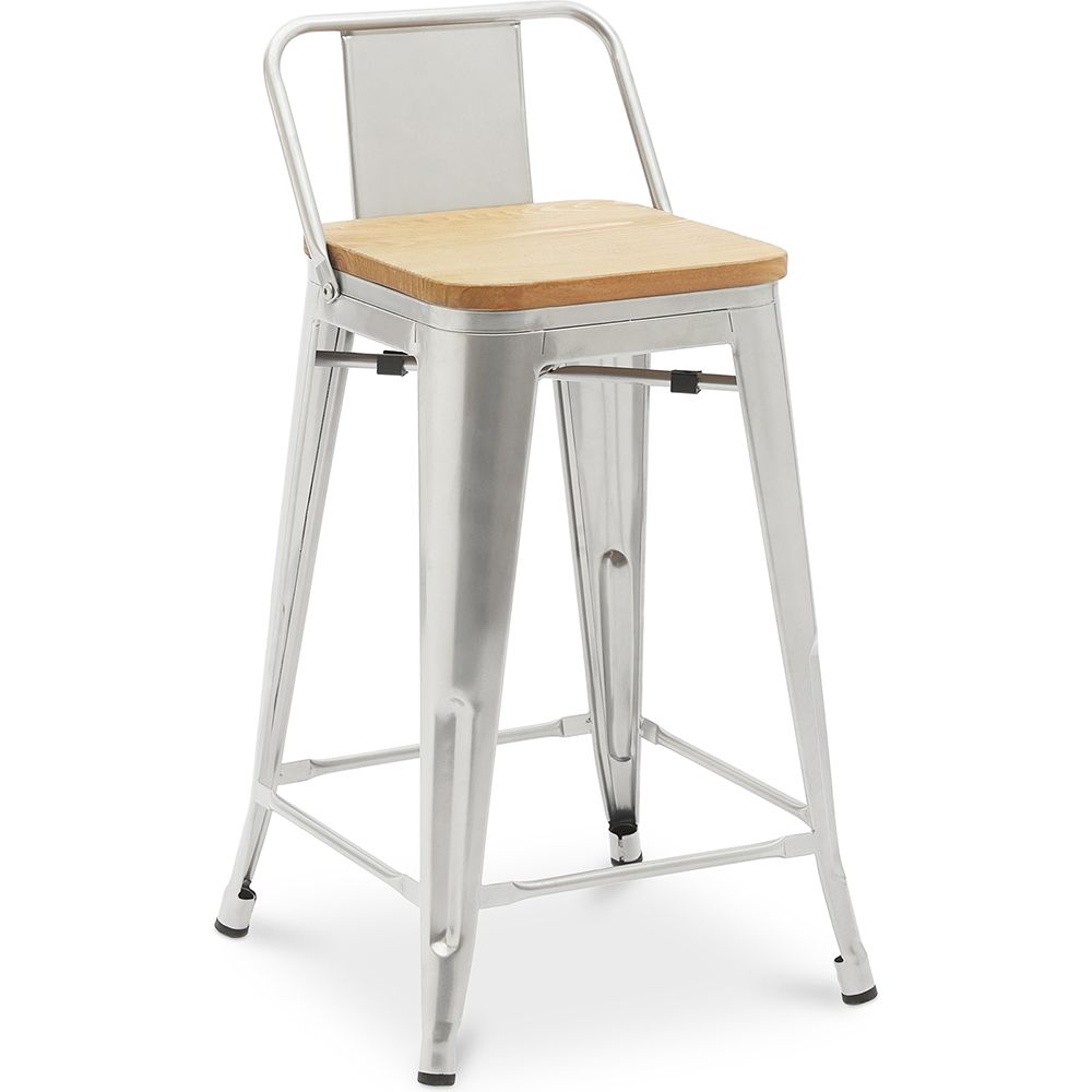 Tabouret de bar avec dossier - Design industriel - Bois et acier - 60cm - Nouvelle édition - Stylix image 8